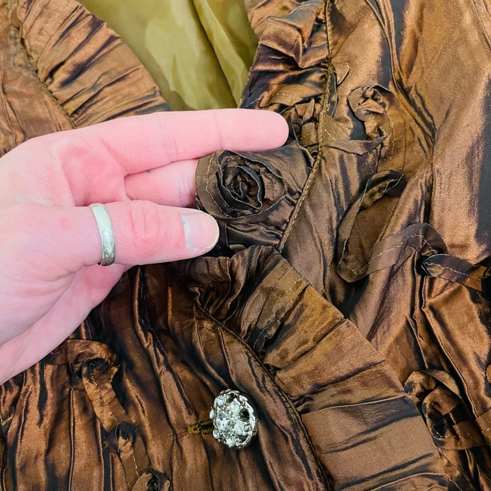 Coldwater Creek Copper Ruffled Textured Blazer - Picture 7 of 14